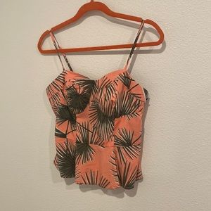 Tropical, spaghetti strap, peplum top